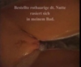 German bitch shaving her pussy