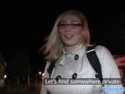 PublicAgent Blonde in glasses fucks big cock outdoors in public