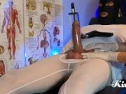 Femdom Latex Medical sounding Pee Orgasm cum clinic part 1/2