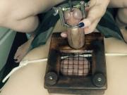 Femdom CBT | Stretching And Sounding His Cock While In The Waffle Maker