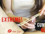 Extreme cum blocking, ruined orgasm and intense post orgasm handjob for hard dick with tied balls