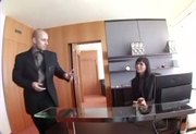 Sexy secretary in stockings unexpectedly meets her boss at a hote