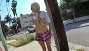 Public nudity show from hot blond teen Eden Adams