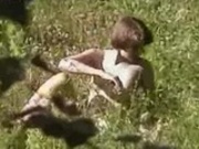Girl caught naked outdoors