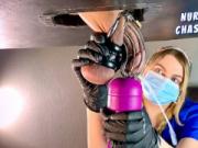 Nurse Milks Chastity Slave's Big Cum Load With Vibe Wand