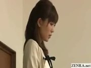 Japanese teacher reluctantly strips nude in front of students