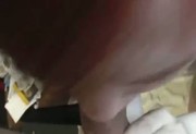 Amateur redhead giving deep throat blowjob