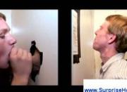 Anonymous penis sucking through a gloryhole