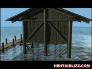 3D hentai babe hot riding stiff cock in the beach