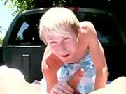 Cock sucking public twink goes