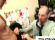 Businessman gives a blowjob at the office