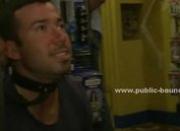 Club rooms used by pervert gays to torment tied naked sex slave in public gangbang video shoot