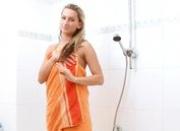 sweet thin blonde in bathroom