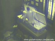 Security Cam Catches Girl Give Guy a Blowjob In A Coffin