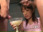 Momo Iizawa Drinks the Bukkake Trophy!