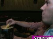 Gay blowjob in public in a cinema
