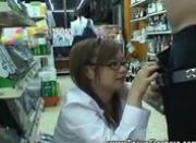 Japanese girl blows guys cock in store isle