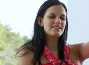 horny brunette summer masturbation