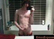 cute gay emo filming himself in mirror while jerking by EmosExposed