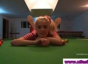 Teen show cunt on billiard table