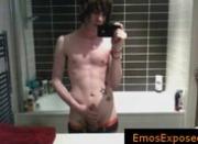 Cute gay emo filming himself in mirror while jerking