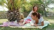 Three nymphs playing outdoor