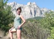 My nude girlfriend strips in the forest