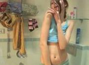 hot schoolgirl with small tits in bathroom