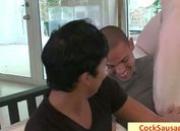 Guy gets his cock sucked by 15 guys by cocksausage
