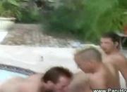 Latin sex orgy by the pool