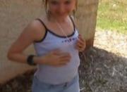 Amateur coed having fun outside