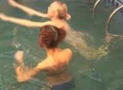 Lesbian teens posing naked in pool