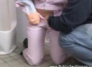 Pleasing the asian cleaner in bathroom