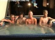 Four straight boys relax in spa