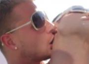 Hungry hot hunk gets a mouthful