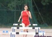 Asian amateur in nude track and field