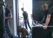 Pervert gay hunks playing and fucking around with puppy twink puttin on him a chain leish