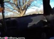 Wife jerks hubbys big black cock in their car