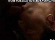 Horny masseuse fingers his clients ass