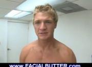 Tanned blonde gets on his knees to suck dick