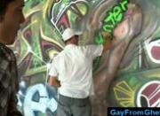 Ghetto thug sucked by white boys after gang graffiti