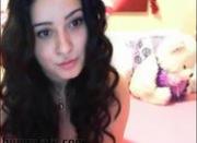 Sweet teen with curly hair masturbating