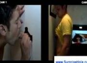 Straight guy cums through gloryhole