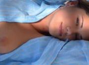 busty brunette with huge blue vibrator