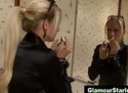 Glamorous babe finds glory hole and gets hot