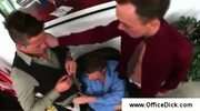 Steamy gay threesome in the office