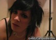 Teen emo girlfriend playing with her