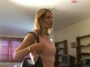 Blond Girl plays while pissed on