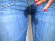 Piss hot blonda pees her tight jeans