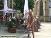 Celine - Cute Babe Has Fun In Public Streets